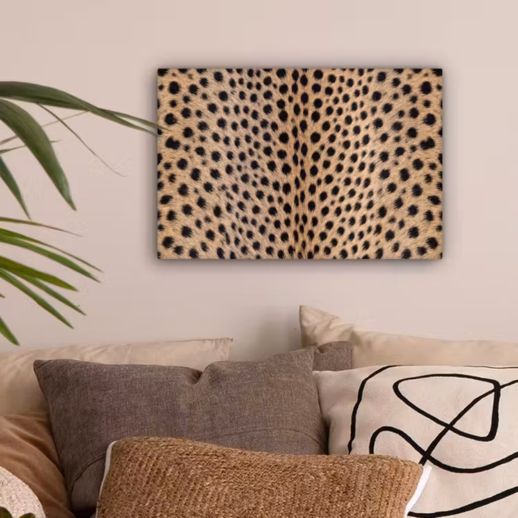 Vacht - Jachtluipaard - Zwart - Wit canvas 2cm klein -sfeer1