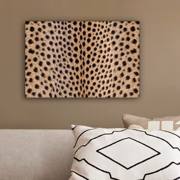 Vacht - Jachtluipaard - Zwart - Wit canvas 2cm klein -sfeer3