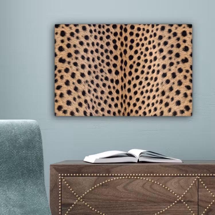 Vacht - Jachtluipaard - Zwart - Wit canvas 2cm klein -sfeer4