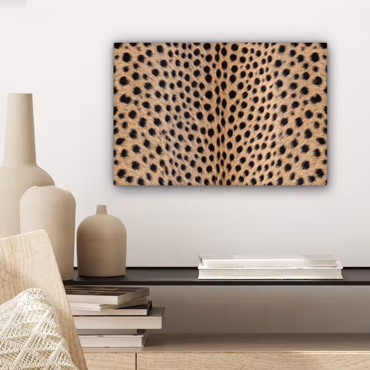 Vacht - Jachtluipaard - Zwart - Wit canvas 2cm klein -sfeer6