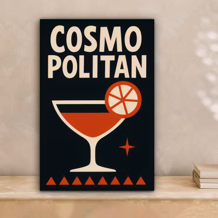 Cocktail - Zwart - Illustratie canvas 2cm klein -sfeer1