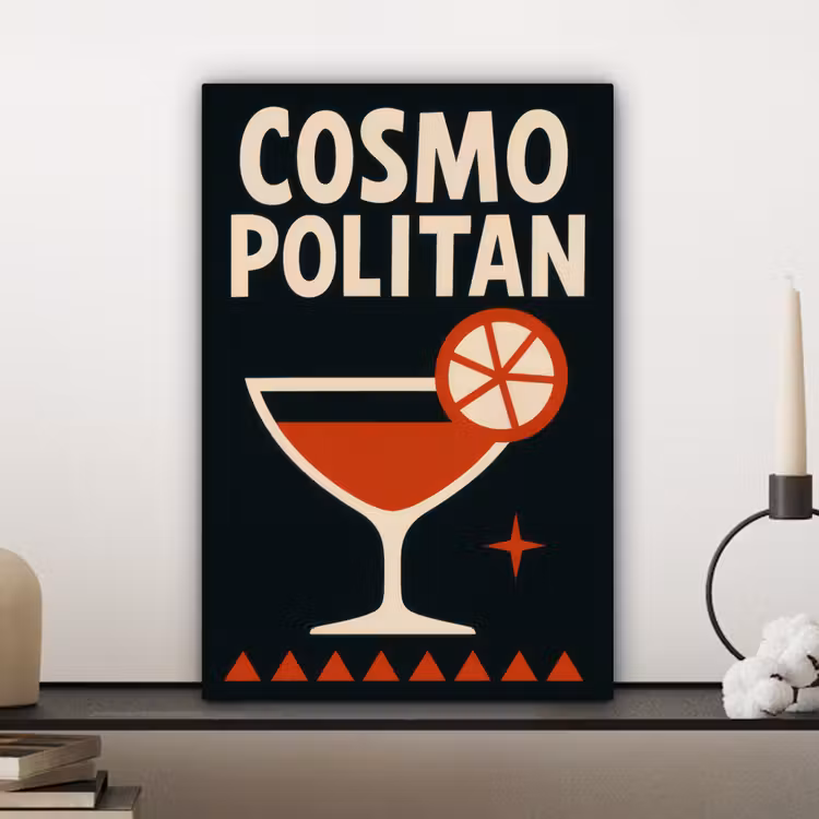 Cocktail - Zwart - Illustratie canvas 2cm klein -sfeer6