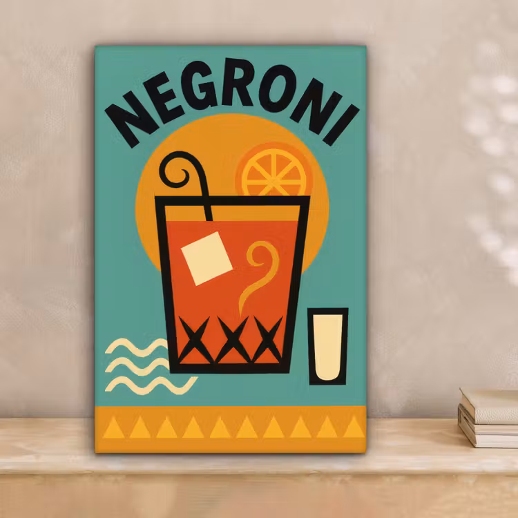 Cocktail - Negroni - Art - Sinaasappel canvas 2cm klein -sfeer1