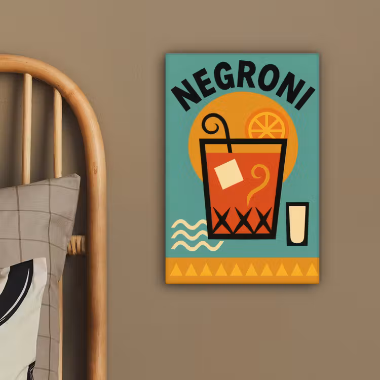 Cocktail - Negroni - Art - Sinaasappel canvas 2cm klein -sfeer3