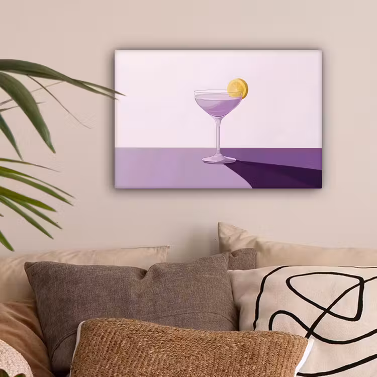 Cocktail - Paars - Minimalistisch - Citroen canvas 2cm klein -sfeer1