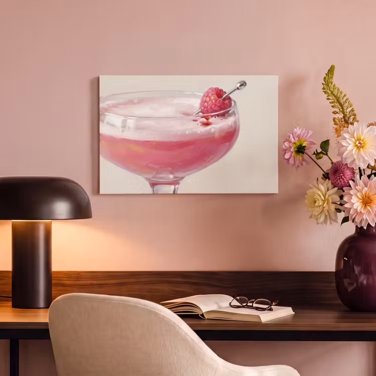 Cocktail - Framboos - Drank - Modern - Roze canvas 2cm klein -sfeer4