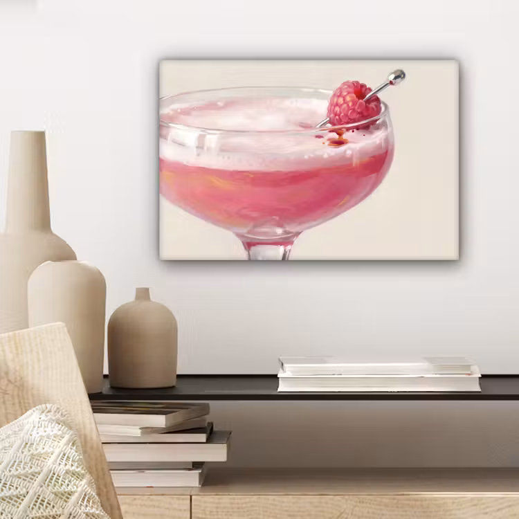 Cocktail - Framboos - Drank - Modern - Roze canvas 2cm klein -sfeer6