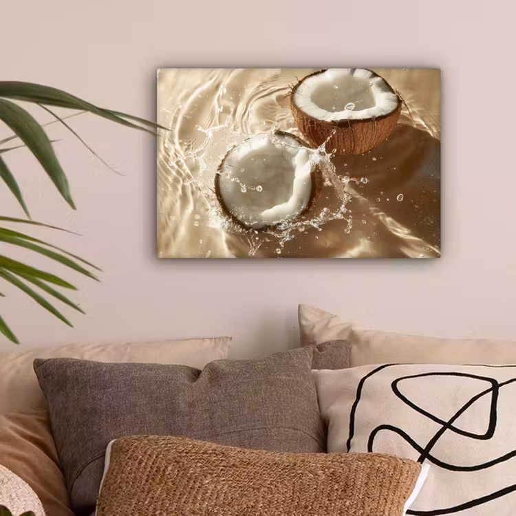 Kokosnoot - Water - Beige - Spetters canvas 2cm klein -sfeer1