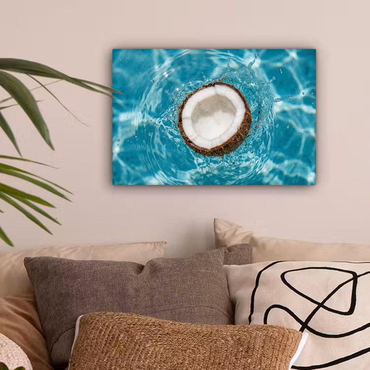 Kokosnoot - Water - Wit canvas 2cm klein -sfeer1