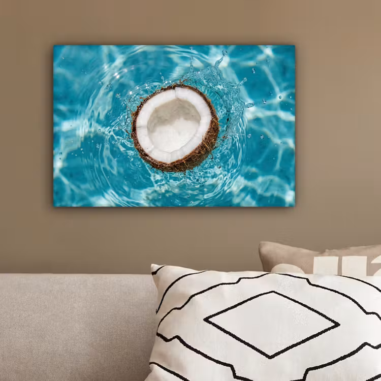 Kokosnoot - Water - Wit canvas 2cm klein -sfeer3