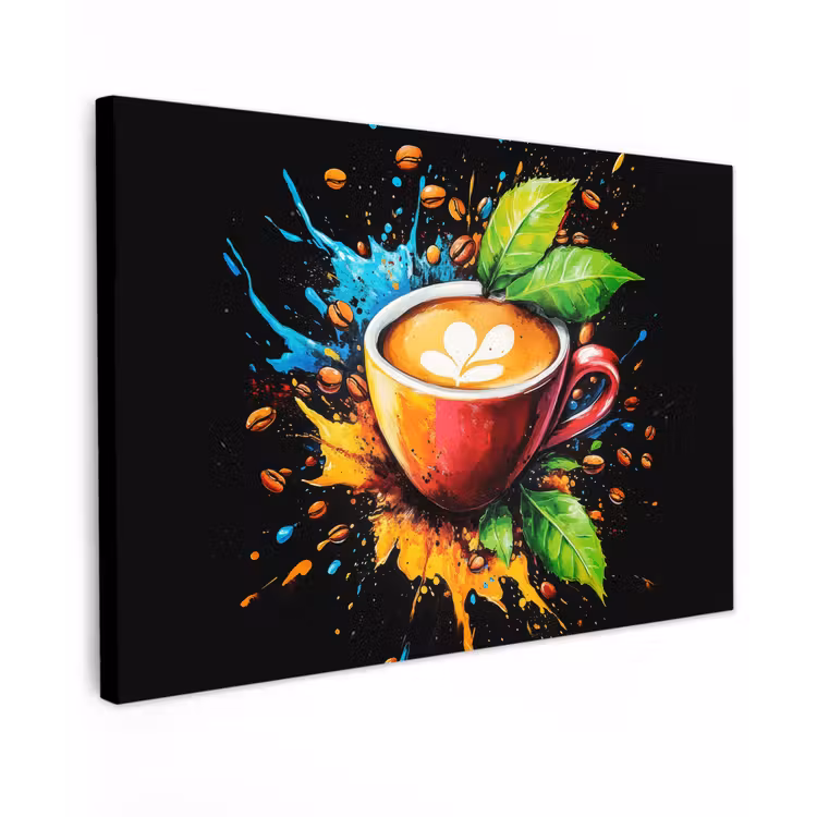 Koffie - Graffiti - Drinken - Abstract canvas 2cm klein -z3d