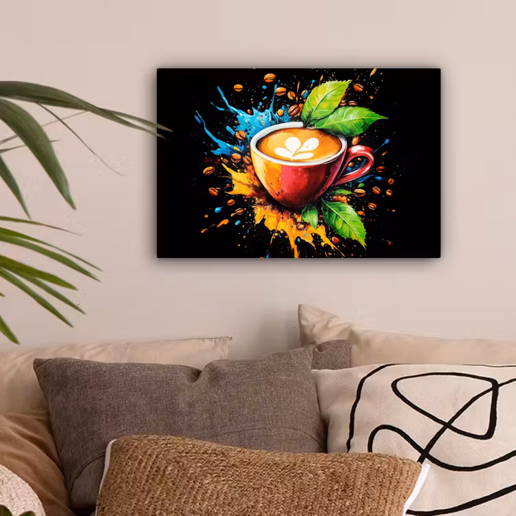 Koffie - Graffiti - Drinken - Abstract canvas 2cm klein -sfeer1