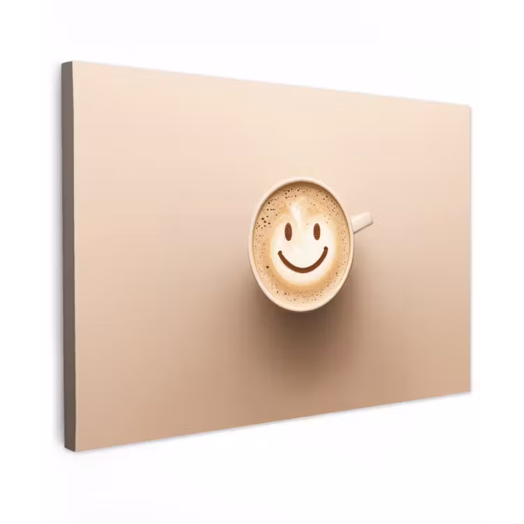 Koffie - Melkschuim - Lach - Beige canvas 2cm klein -z3d