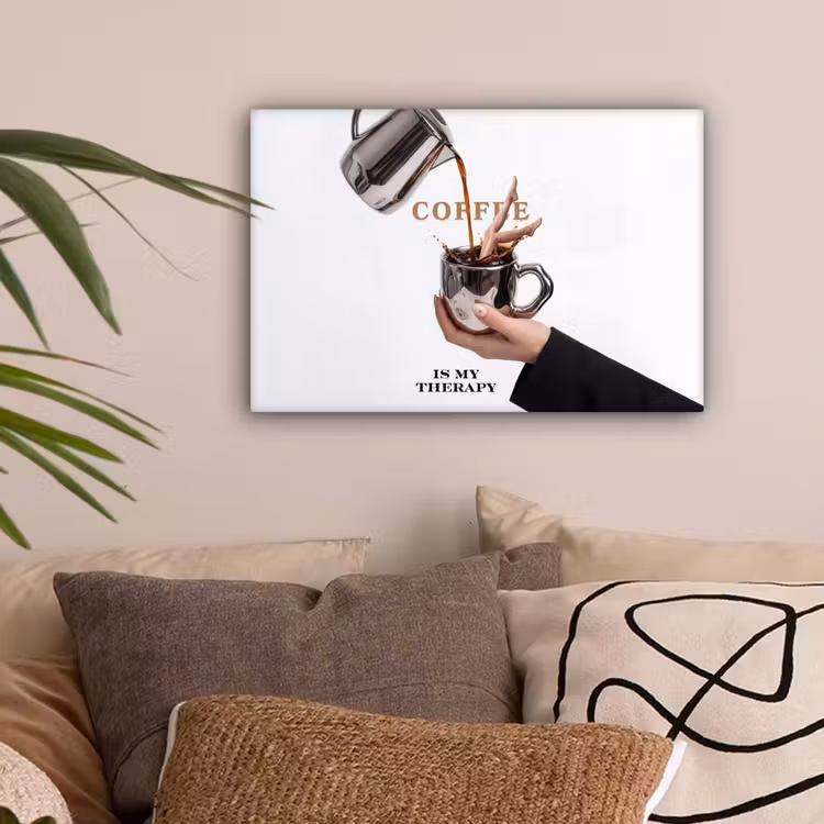 Koffie - Mok - Kan - Therapie canvas 2cm klein -sfeer1