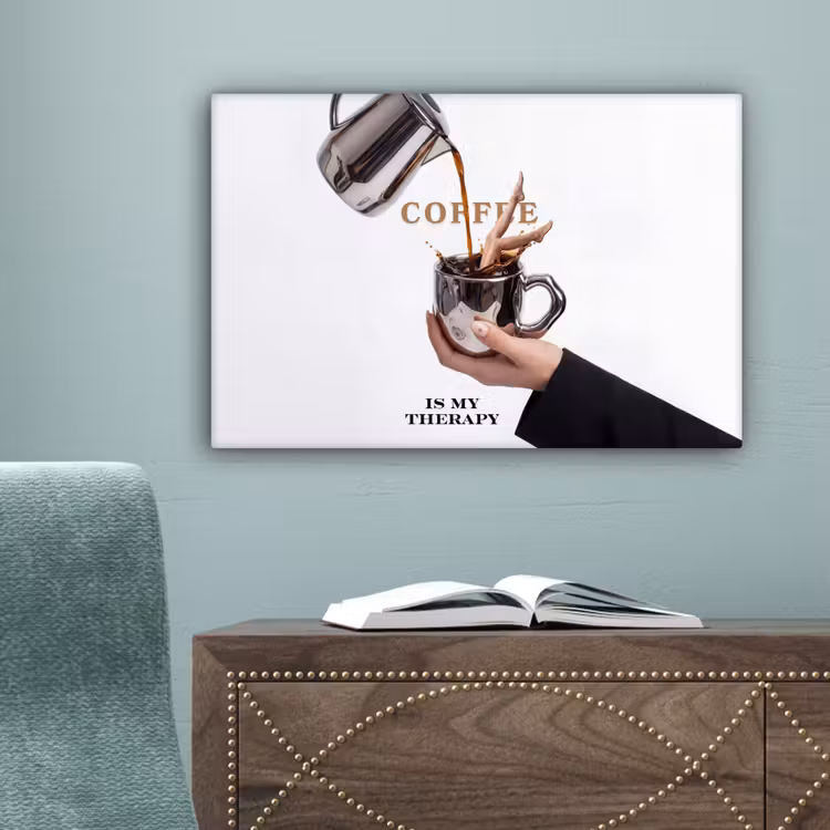 Koffie - Mok - Kan - Therapie canvas 2cm klein -sfeer4