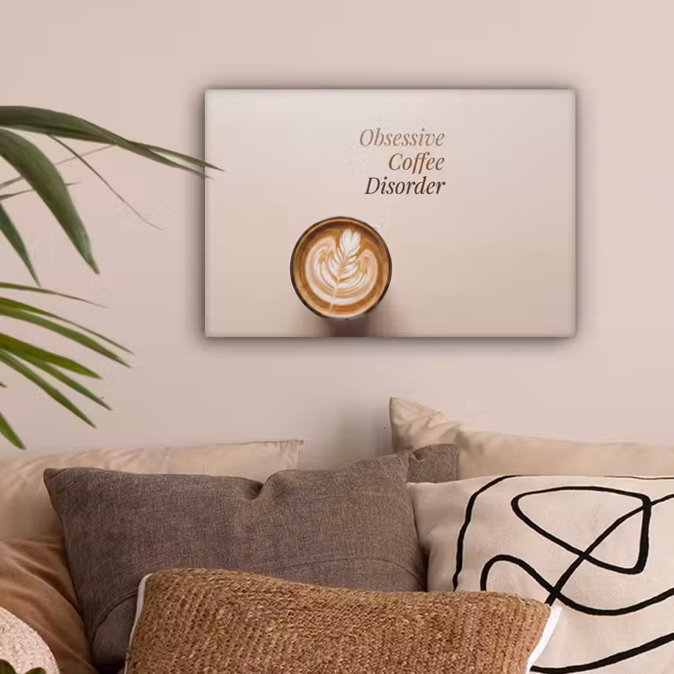 Koffie - Obessive Coffee Disorder - Beige canvas 2cm klein -sfeer1