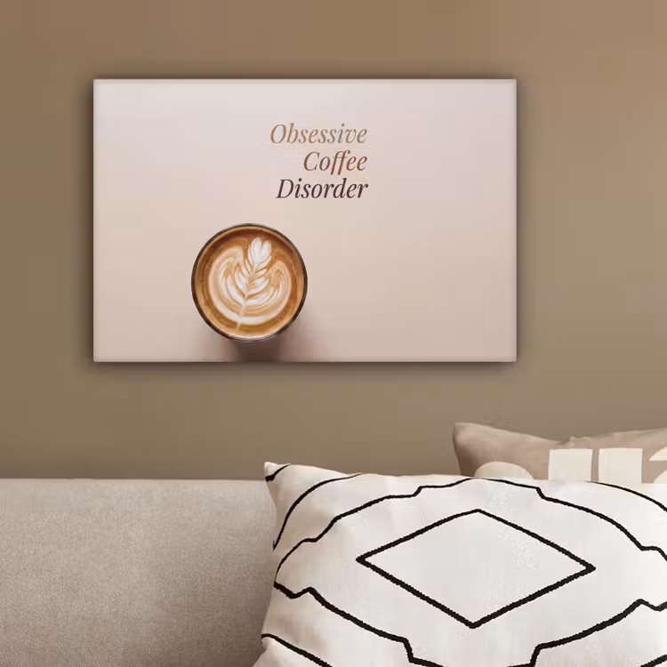 Koffie - Obessive Coffee Disorder - Beige canvas 2cm klein -sfeer3