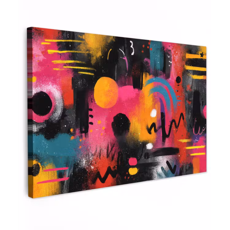 Kleurvlakken - Vormen - Kleurrijk - Abstract canvas 2cm klein -z3d