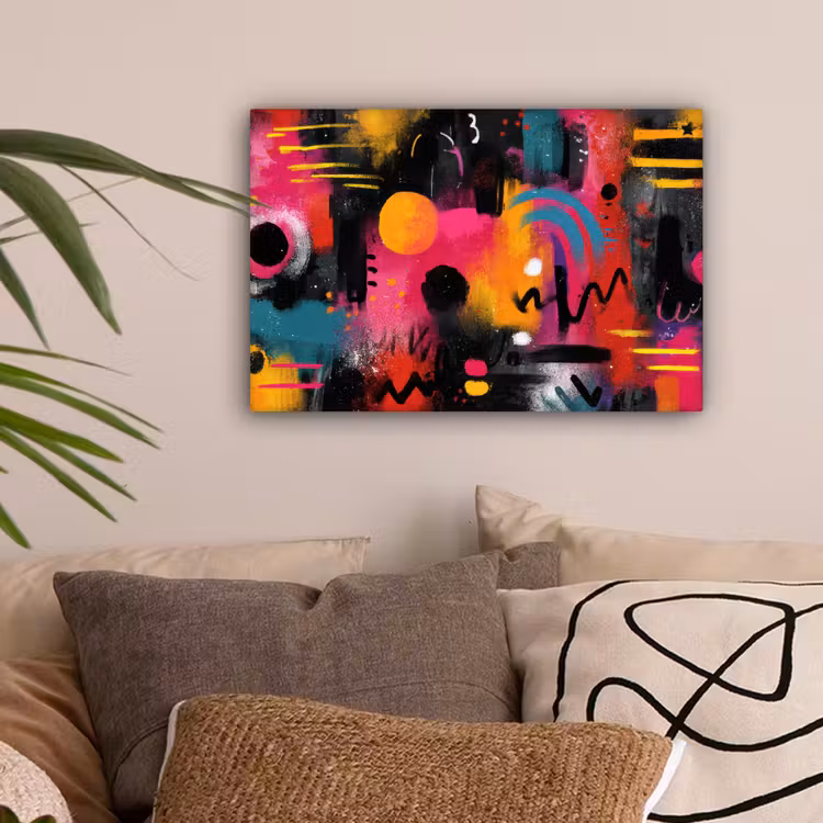 Kleurvlakken - Vormen - Kleurrijk - Abstract canvas 2cm klein -sfeer1