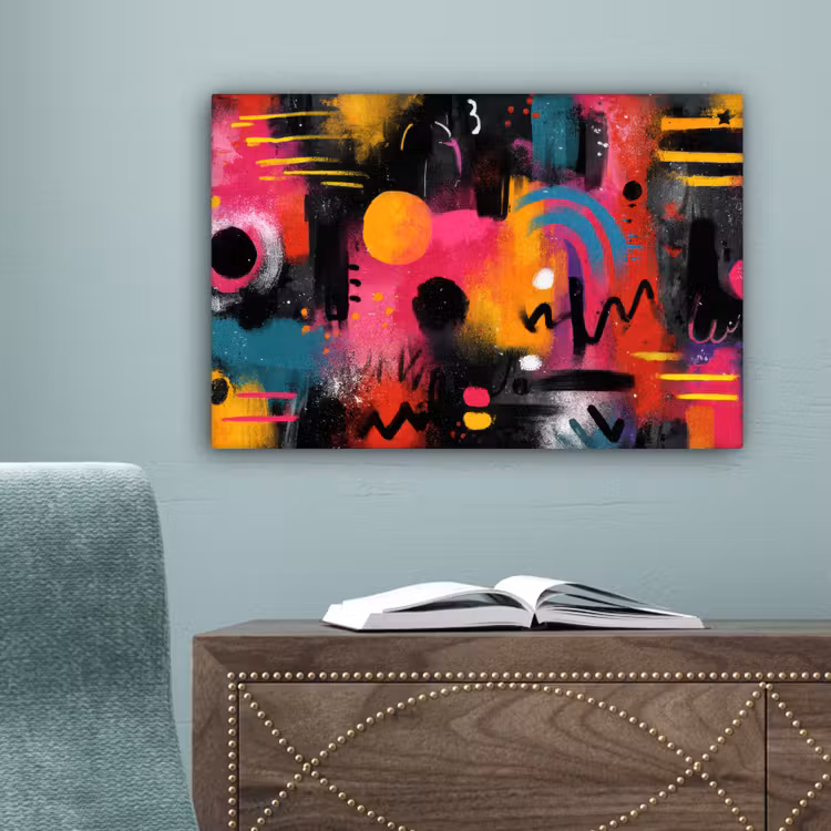 Kleurvlakken - Vormen - Kleurrijk - Abstract canvas 2cm klein -sfeer4