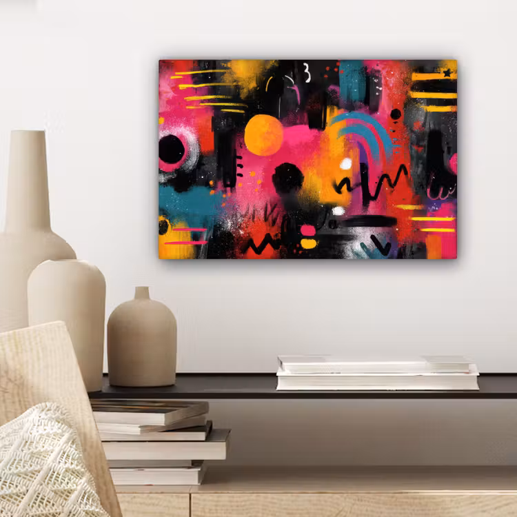 Kleurvlakken - Vormen - Kleurrijk - Abstract canvas 2cm klein -sfeer6