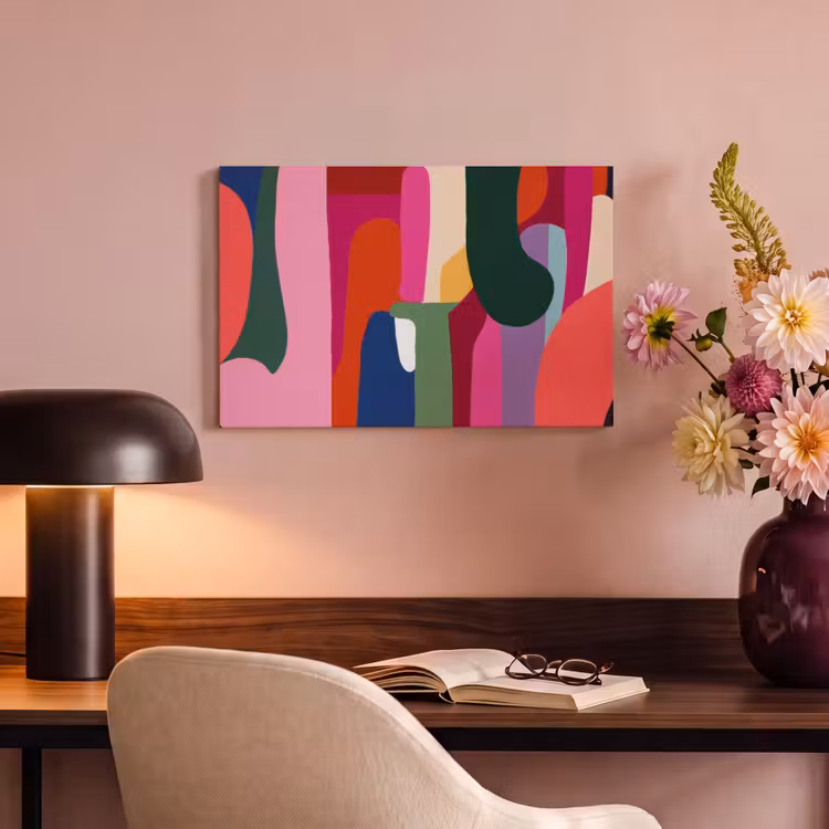 Kleurvakken - Recht - Rond - Abstract canvas 2cm klein -sfeer4