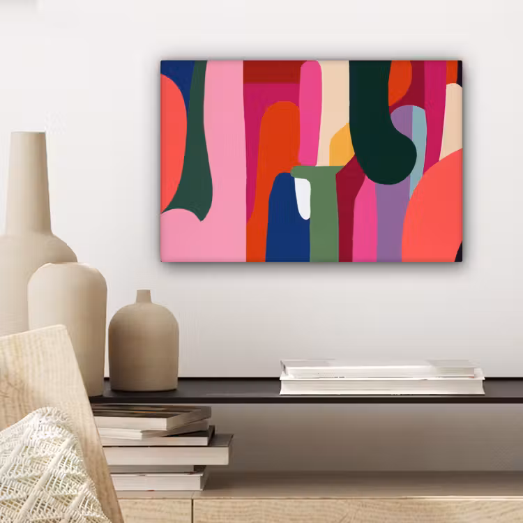 Kleurvakken - Recht - Rond - Abstract canvas 2cm klein -sfeer6