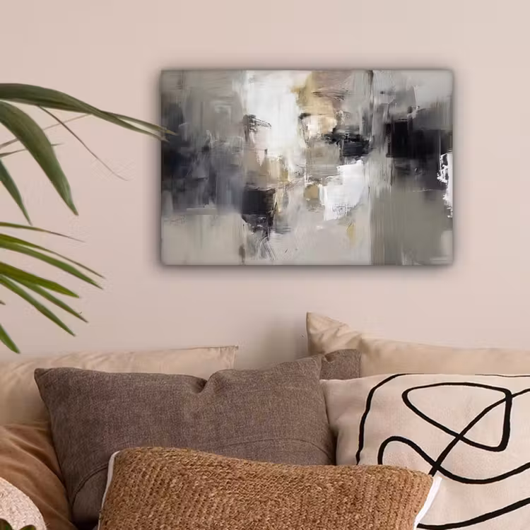 Kleurenpalet - Penseelstreken - Beige - Nevelig canvas 2cm klein -sfeer1