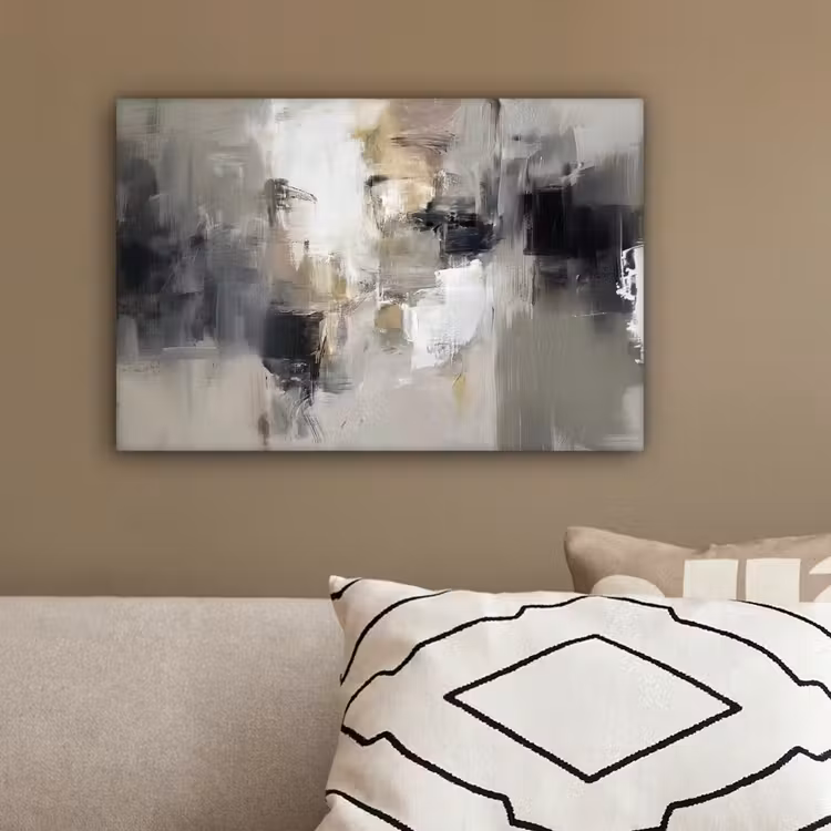 Kleurenpalet - Penseelstreken - Beige - Nevelig canvas 2cm klein -sfeer3