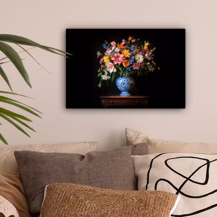 Kleur - Vaas - Bloemen - Boeket canvas 2cm klein -sfeer1