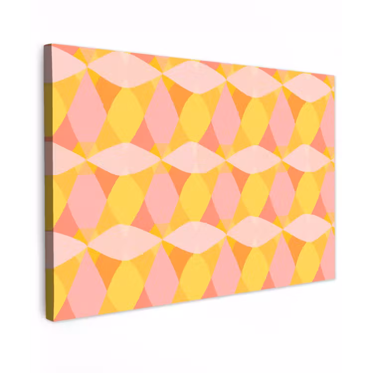 Kleurrijk - Ruitpatroon - Bladvormen canvas 2cm klein 34 -z3d
