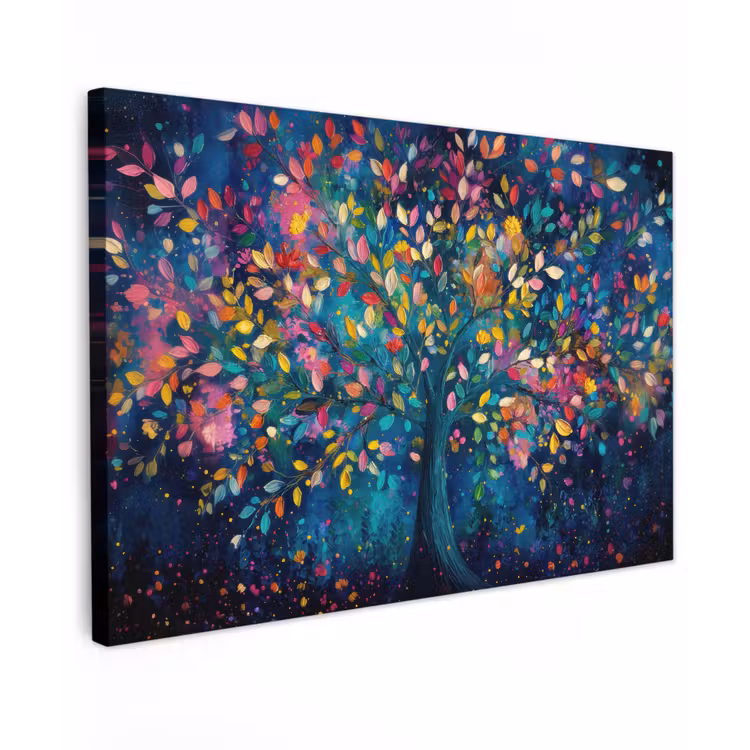 Kleurrijk - Boom - Magisch - Abstract canvas 2cm klein -z3d