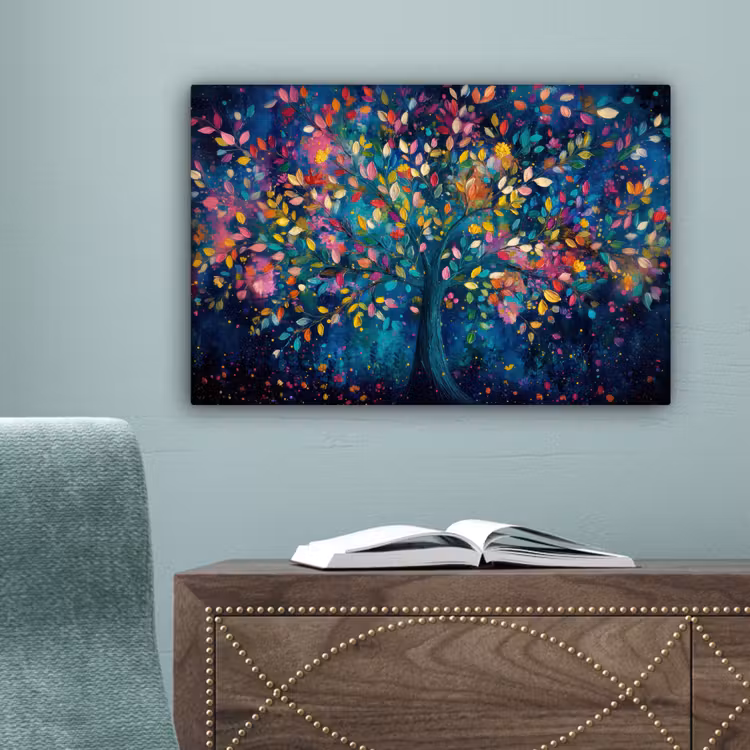 Kleurrijk - Boom - Magisch - Abstract canvas 2cm klein -sfeer4