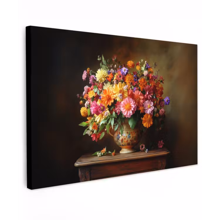 Kleuren - Boeket - Vaas - Hout canvas 2cm klein -z3d