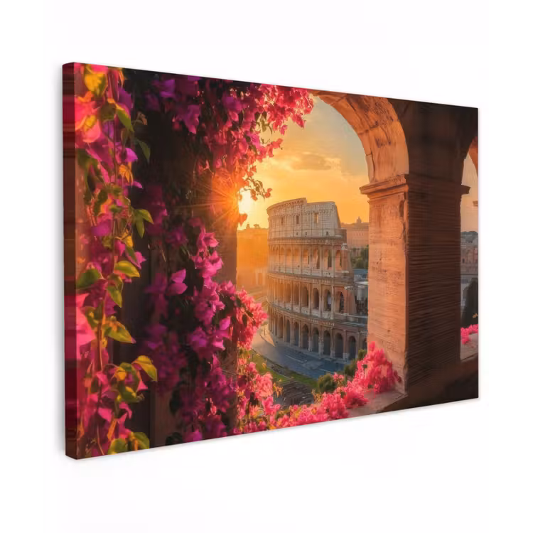 Colosseum - Rome - Roze Bloemen canvas 2cm klein -z3d