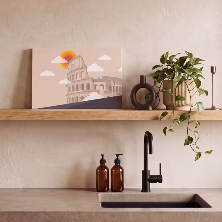 Colosseum - Zonsopgang - Rome - Architectuur - Beige canvas 2cm klein -sfeer3