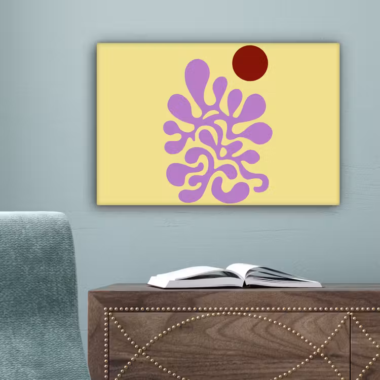 Koraal - Cirkel - Abstract - Geel canvas 2cm klein -sfeer4