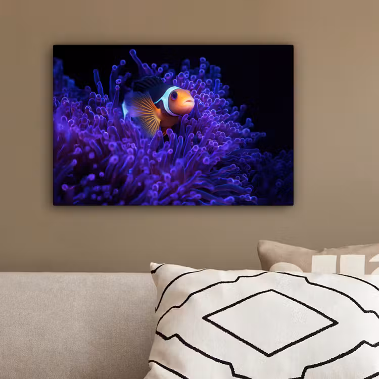 Koraal - Vis - Oranje - Zee canvas 2cm klein -sfeer3