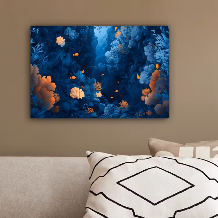 Koraalrif - Vissen - Oceaan - Blauw canvas 2cm klein -sfeer3