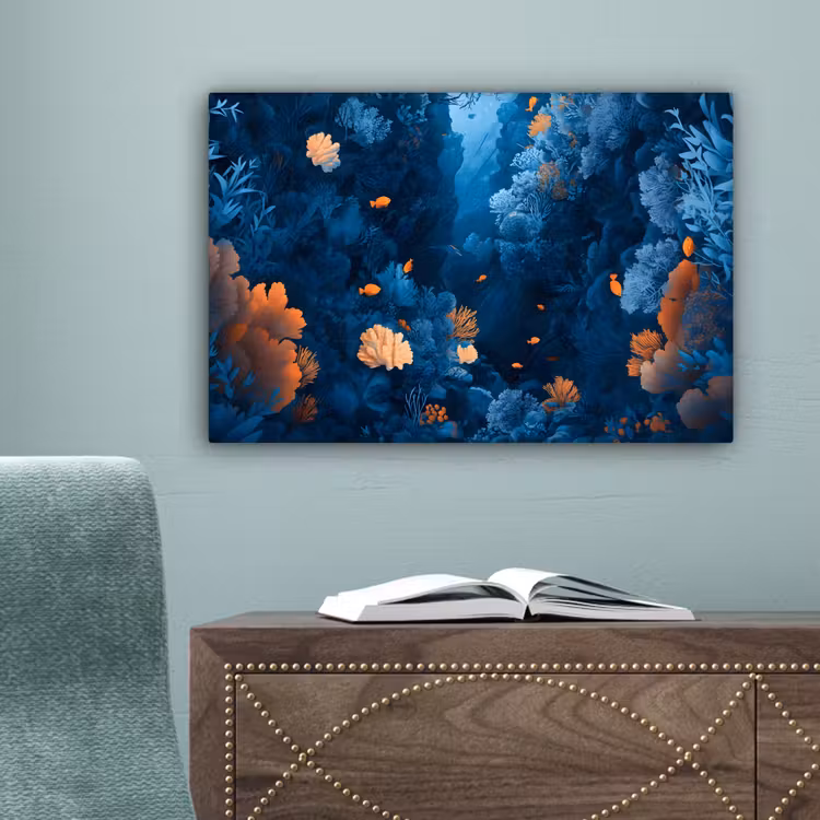Koraalrif - Vissen - Oceaan - Blauw canvas 2cm klein -sfeer4