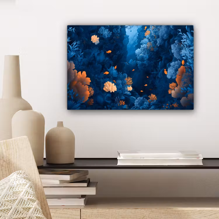 Koraalrif - Vissen - Oceaan - Blauw canvas 2cm klein -sfeer6