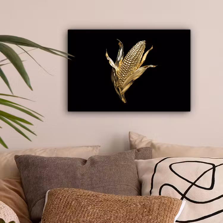 Mais - Eten - Goud - Zwart canvas 2cm klein -sfeer1