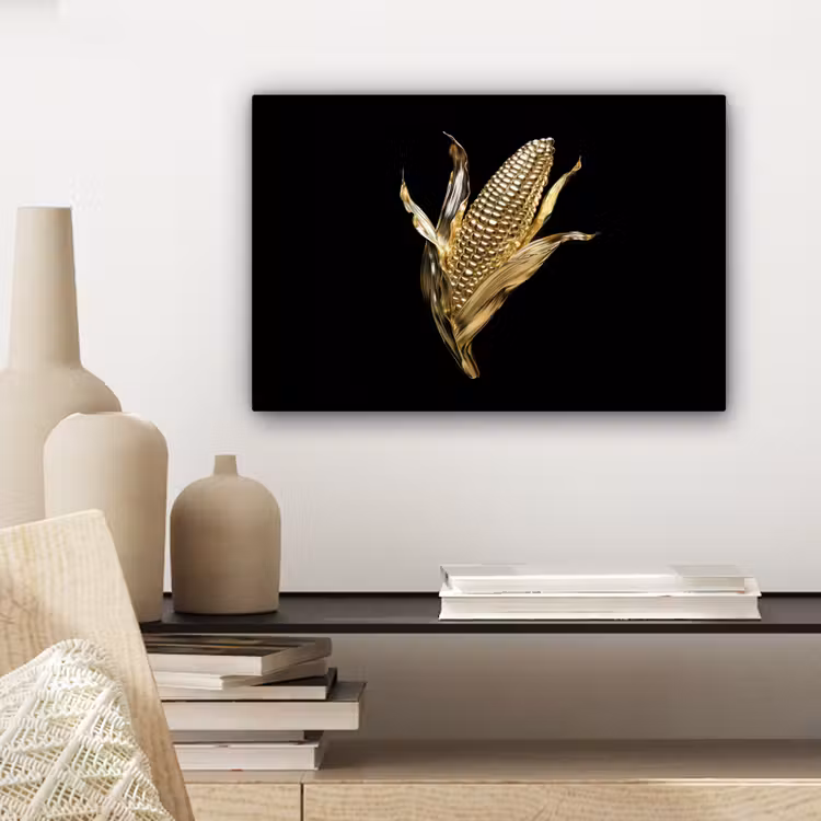 Mais - Eten - Goud - Zwart canvas 2cm klein -sfeer6