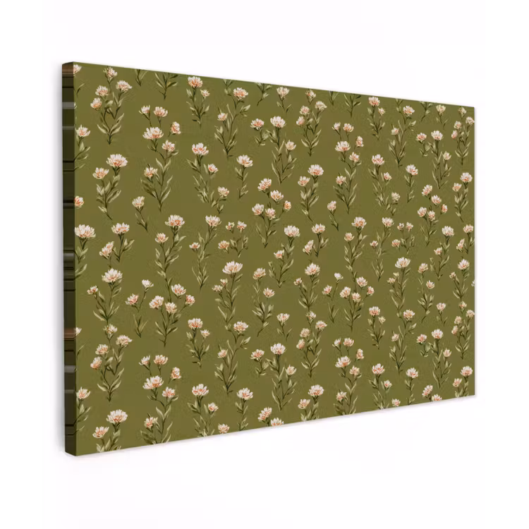 Landelijk - Bloemen -  Groen canvas 2cm klein 34 -z3d