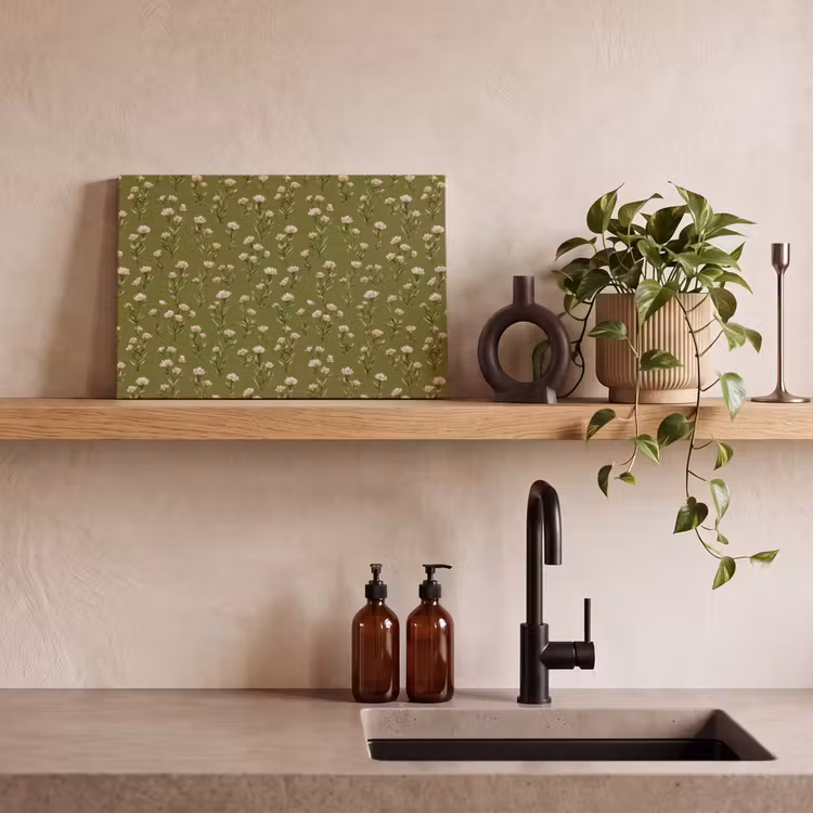 Landelijk - Bloemen -  Groen canvas 2cm klein 34 -sfeer3