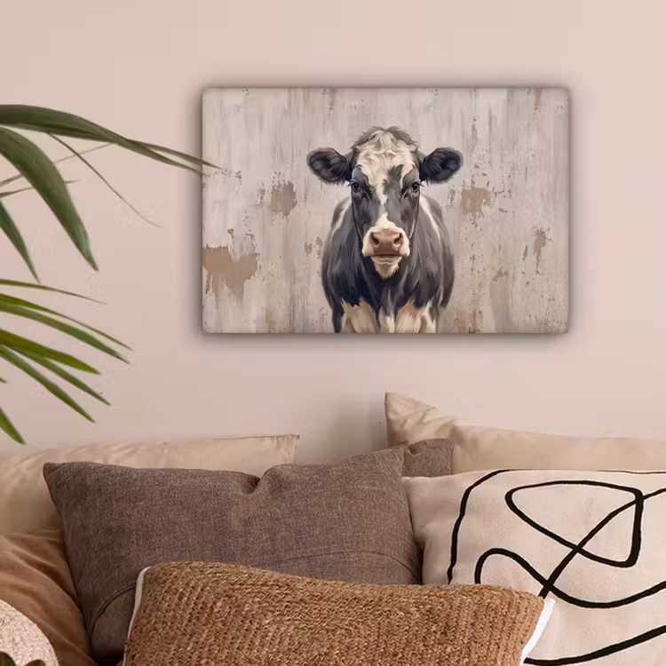 Koe - Portret - Dieren - Modern canvas 2cm klein -sfeer1