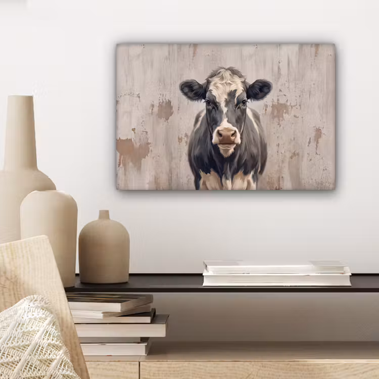 Koe - Portret - Dieren - Modern canvas 2cm klein -sfeer6