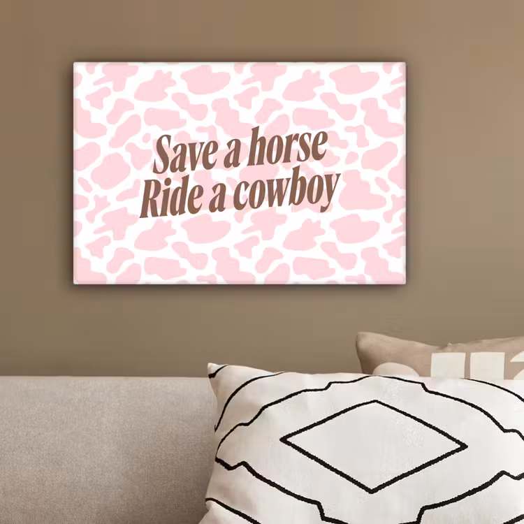 Koeienprint - Roze - Cowboy - Horse canvas 2cm klein -sfeer3