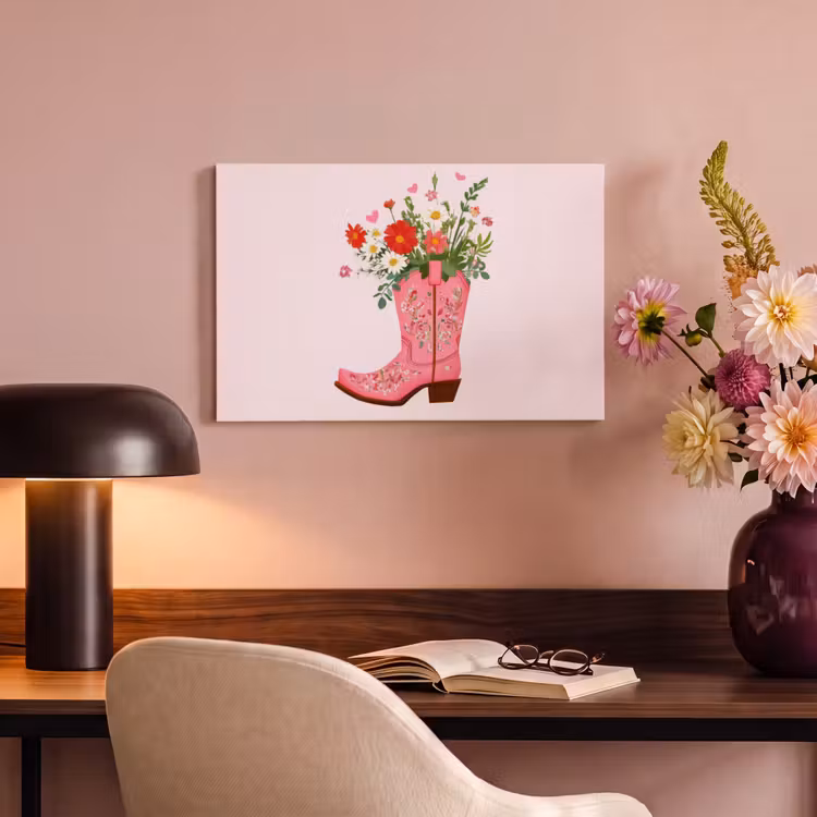 Cowboylaarzen - Roze - Boeket - Bloemen canvas 2cm klein -sfeer4