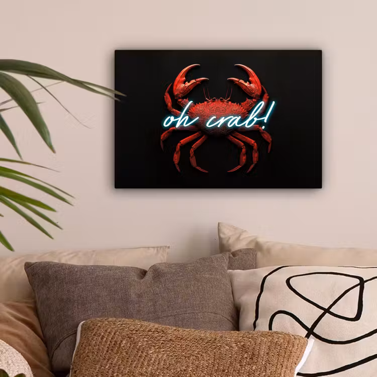 Krab - Rood - Neon - Quote canvas 2cm klein -sfeer1